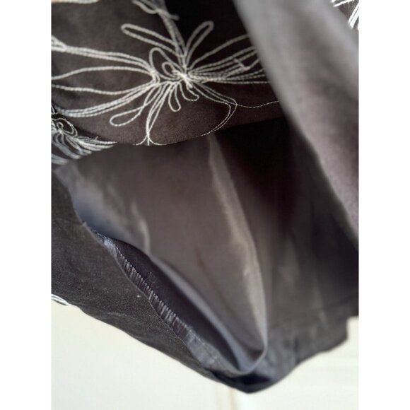 Talbots Womens Midi Dress 18 Black Floral Embroidered Linen Rayon Old Money - Picture 6 of 12